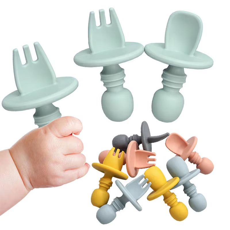 Baby Food For 6 Months - Silikonowe naczynia dla niemowląt, zestaw widelca